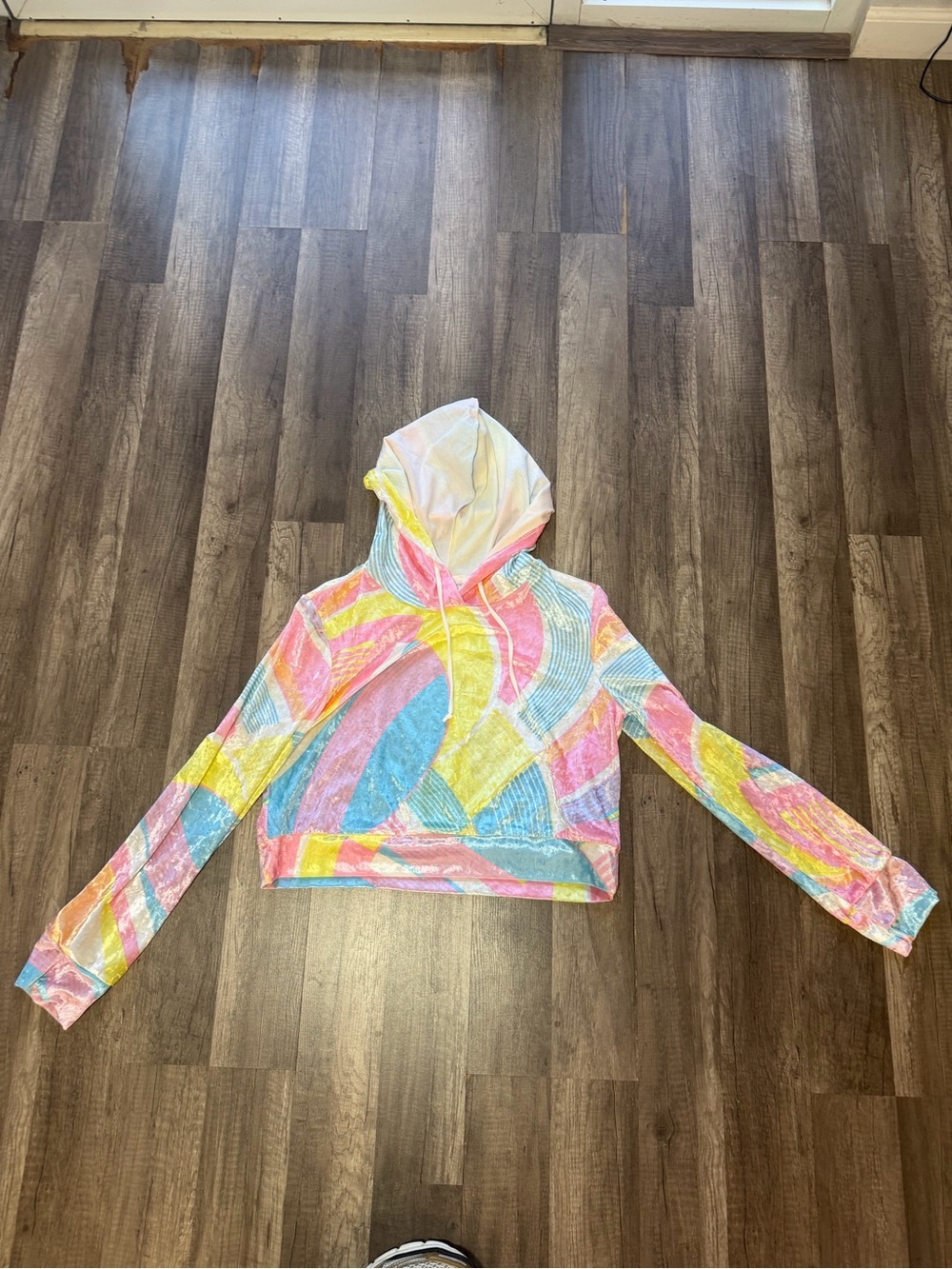 Pastel Multicolor Cropped Hoodie - Women's Lightweight Pullover